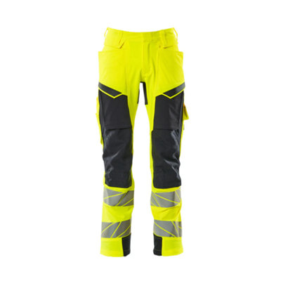 Mascot Accelerate Safe Trousers With Kneepad PocketsHi-Vis Yellow/dark Navy   (32.5) (Leg LengthShort) from B&Q