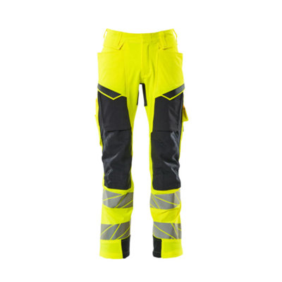 Mascot Accelerate Safe Trousers With Kneepad PocketsHi-Vis Yellow/dark Navy   (33.5) (Leg LengthShort) from B&Q