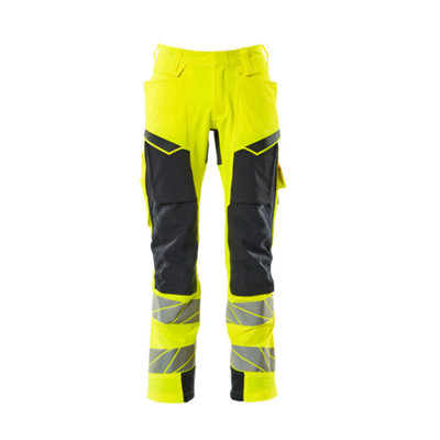 Mascot Accelerate Safe Trousers With Kneepad PocketsHi-Vis Yellow/dark Navy   (36.5) (Leg LengthShort) from B&Q