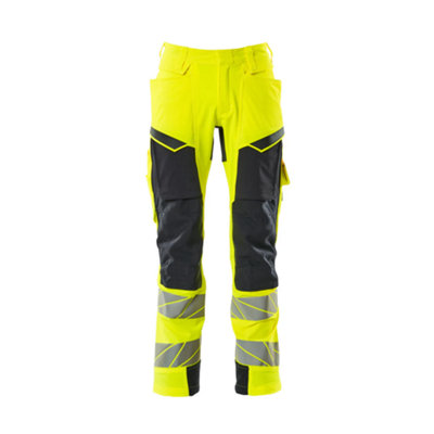 Mascot Accelerate Safe Trousers With Kneepad PocketsHi-Vis Yellow/dark Navy   (28.5) (Leg LengthRegular) from B&Q