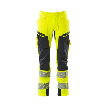 Mascot Accelerate Safe Trousers With Kneepad PocketsHi-Vis Yellow/dark Navy   (35.5) (Leg LengthRegular) from B&Q