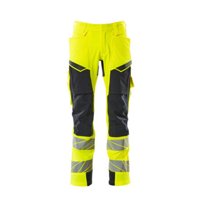 Mascot Accelerate Safe Trousers With Kneepad PocketsHi-Vis Yellow/dark Navy   (44.5) (Leg LengthRegular) from B&Q