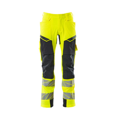 Mascot Accelerate Safe Trousers With Kneepad PocketsHi-Vis Yellow/dark Navy   (48.5) (Leg LengthRegular) from B&Q