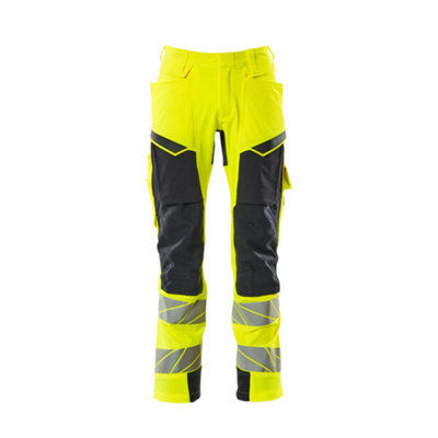 Mascot Accelerate Safe Trousers With Kneepad PocketsHi-Vis Yellow/dark Navy   (52.5) (Leg LengthRegular) from B&Q