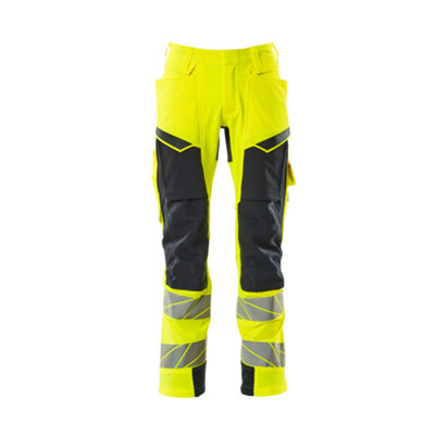 Mascot Accelerate Safe Trousers With Kneepad PocketsHi-Vis Yellow/dark Navy   (30.5) (Leg LengthLong) from B&Q