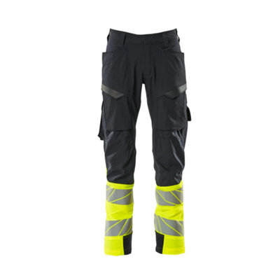 Mascot Accelerate Safe Ultimate Stretch Trousers With Thigh PocketsDark Navy/hi-Vis Yellow   (36.5) (Leg LengthRegular) from B&Q