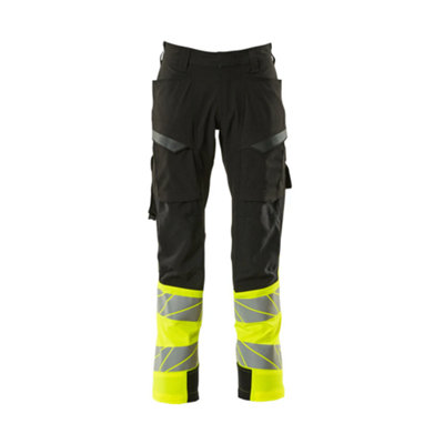 Mascot Accelerate Safe Ultimate Stretch Trousers With Thigh PocketsBlack/hi-Vis Yellow   (38.5) (Leg LengthShort) from B&Q