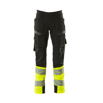Mascot Accelerate Safe Ultimate Stretch Trousers With Thigh PocketsBlack/hi-Vis Yellow   (28.5) (Leg LengthRegular) from B&Q