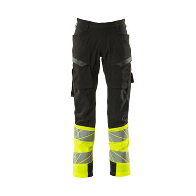 Mascot Accelerate Safe Ultimate Stretch Trousers With Thigh PocketsBlack/hi-Vis Yellow   (36.5) (Leg LengthRegular) from B&Q