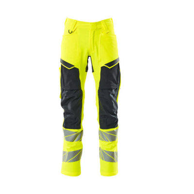 Mascot Accelerate Safe Trousers With Kneepad PocketsHi-Vis Yellow/dark Navy   (30.5) (Leg LengthRegular) from B&Q