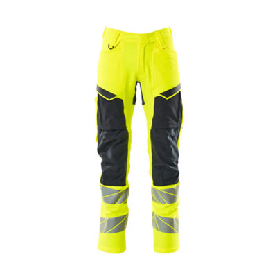 Mascot Accelerate Safe Trousers With Kneepad PocketsHi-Vis Yellow/dark Navy   (32.5) (Leg LengthRegular) from B&Q