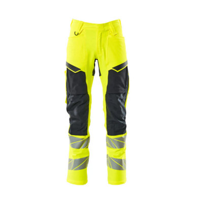 Mascot Accelerate Safe Trousers With Kneepad PocketsHi-Vis Yellow/dark Navy   (35.5) (Leg LengthRegular) from B&Q