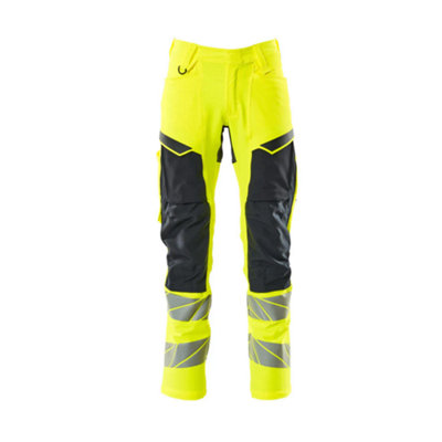 Mascot Accelerate Safe Trousers With Kneepad PocketsHi-Vis Yellow/dark Navy   (48.5) (Leg LengthRegular) from B&Q