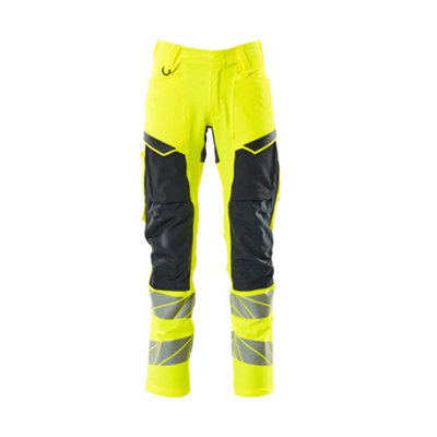 Mascot Accelerate Safe Trousers With Kneepad PocketsHi-Vis Yellow/dark Navy   (52.5) (Leg LengthRegular) from B&Q