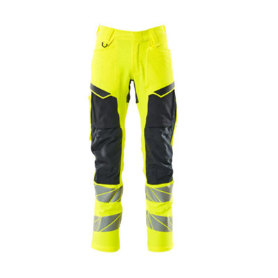 Mascot Accelerate Safe Trousers With Kneepad PocketsHi-Vis Yellow/dark Navy   (33.5) (Leg LengthLong) from B&Q