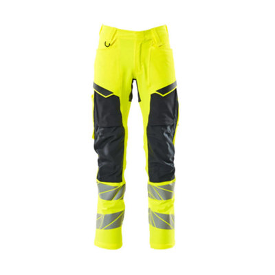 Mascot Accelerate Safe Trousers With Kneepad PocketsHi-Vis Yellow/dark Navy   (34.5) (Leg LengthLong) from B&Q