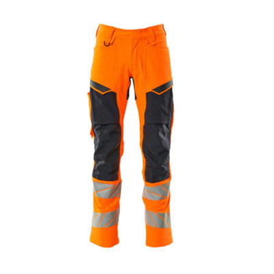 Mascot Accelerate Safe Trousers With Kneepad PocketsHi-Vis Orange/dark Navy   (36.5) (Leg LengthShort) from B&Q