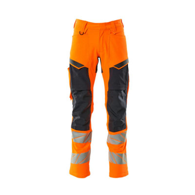 Mascot Accelerate Safe Trousers With Kneepad PocketsHi-Vis Orange/dark Navy   (28.5) (Leg LengthRegular) from B&Q