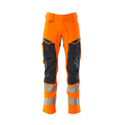 Mascot Accelerate Safe Trousers With Kneepad PocketsHi-Vis Orange/dark Navy   (34.5) (Leg LengthRegular) from B&Q
