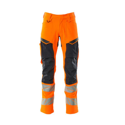 Mascot Accelerate Safe Trousers With Kneepad PocketsHi-Vis Orange/dark Navy   (48.5) (Leg LengthRegular) from B&Q