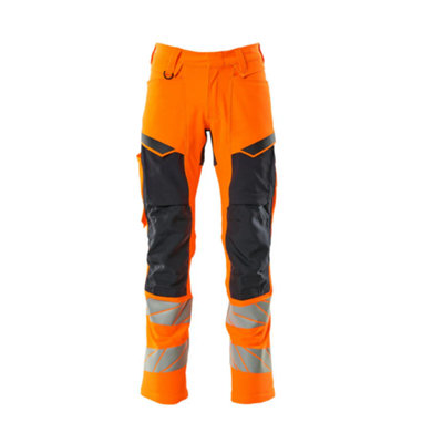 Mascot Accelerate Safe Trousers With Kneepad PocketsHi-Vis Orange/dark Navy   (30.5) (Leg LengthLong) from B&Q