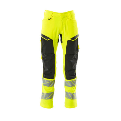 Mascot Accelerate Safe Trousers With Kneepad PocketsHi-Vis Yellow/black   (30.5) (Leg LengthShort) from B&Q