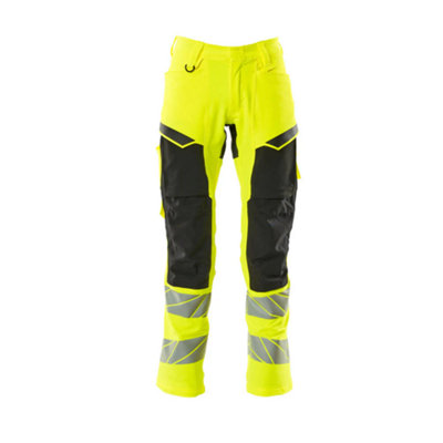 Mascot Accelerate Safe Trousers With Kneepad PocketsHi-Vis Yellow/black   (34.5) (Leg LengthShort) from B&Q