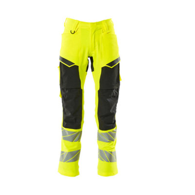 Mascot Accelerate Safe Trousers With Kneepad PocketsHi-Vis Yellow/black   (35.5) (Leg LengthShort) from B&Q