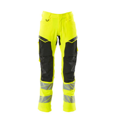 Mascot Accelerate Safe Trousers With Kneepad PocketsHi-Vis Yellow/black   (36.5) (Leg LengthShort) from B&Q