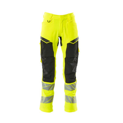 Mascot Accelerate Safe Trousers With Kneepad PocketsHi-Vis Yellow/black   (40.5) (Leg LengthShort) from B&Q
