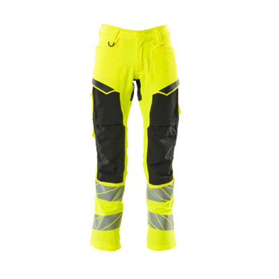 Mascot Accelerate Safe Trousers With Kneepad PocketsHi-Vis Yellow/black   (32.5) (Leg LengthRegular) from B&Q