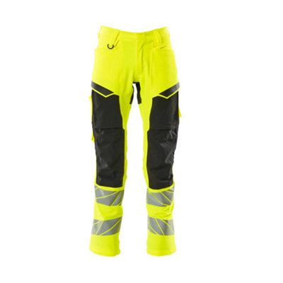 Mascot Accelerate Safe Trousers With Kneepad PocketsHi-Vis Yellow/black   (48.5) (Leg LengthRegular) from B&Q