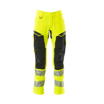 Mascot Accelerate Safe Trousers With Kneepad PocketsHi-Vis Yellow/black   (30.5) (Leg LengthLong) from B&Q