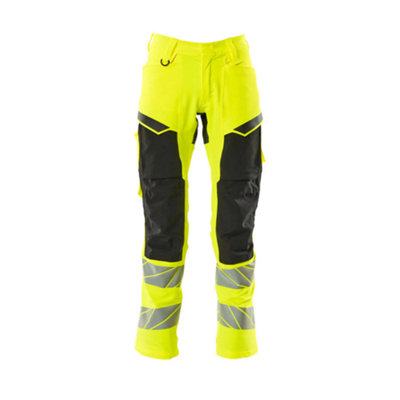 Mascot Accelerate Safe Trousers With Kneepad PocketsHi-Vis Yellow/black   (32.5) (Leg LengthLong) from B&Q