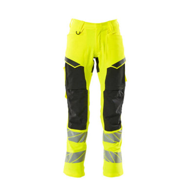 Mascot Accelerate Safe Trousers With Kneepad PocketsHi-Vis Yellow/black   (35.5) (Leg LengthLong) from B&Q