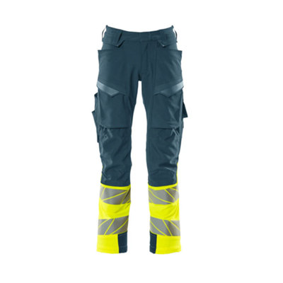 Mascot Accelerate Safe Trousers With Kneepad PocketsDark Petroleum/hi-Vis Yellow  (40.5) (Leg LengthLong) from B&Q