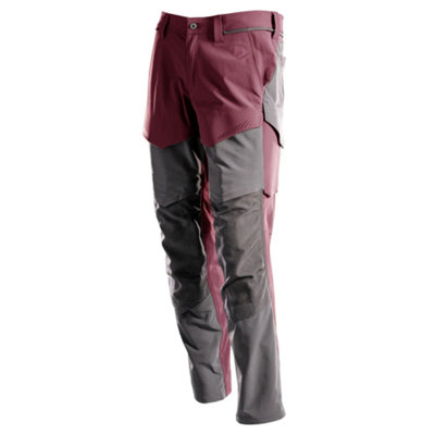 Mascot Customized Stretch Trousers With Kneepad PocketsBordeaux/stone Grey (30.5) (Leg LengthShort) from B&Q