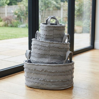Garden Greatness Ruffled Linen Storage Basket Set from B&Q