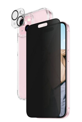 B&Q -  Privacy 3-In-1-Pack Iphone 15 Back Case+Camera Lens+Screen Protector