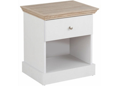 B&Q -  Home Loft24 Binz Nightstand White Honeyite  Oak