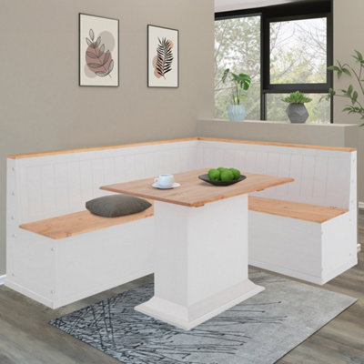 B&Q -  Home Sara Dining Table Fix Top Stained/wax White 105X65Cm