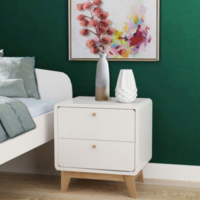 B&Q -  Home Cassie 2 Drawer Nightstand In White