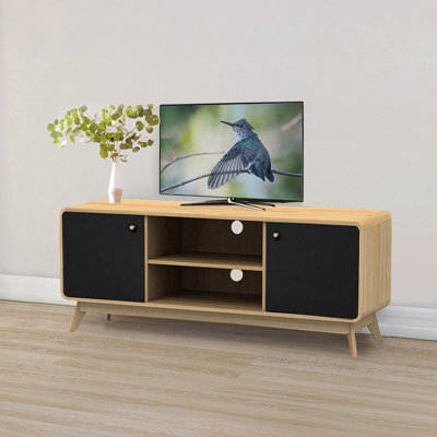B&Q -  Home Cassie Tv-Stand With 2 Doors In Oak Look Black