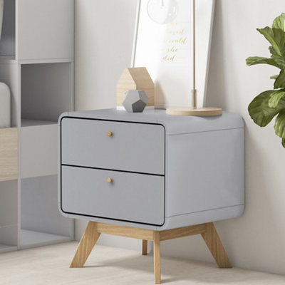 B&Q -  Home Cassie 2 Drawer Nightstand In Grey