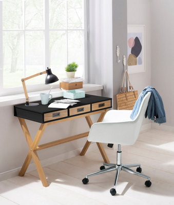 B&Q -  Dorel Home Paulo Desk With 3 Drawers In Black Stain Wax