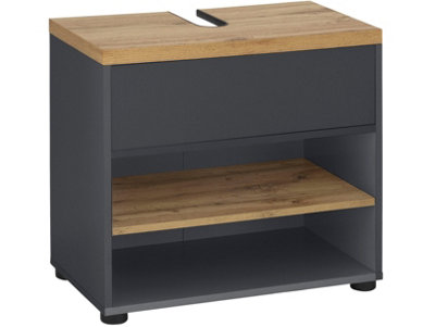 Dorel Thessa Sink Cabinet 60Cm With 1Flap Anthracite Oak Look from B&Q