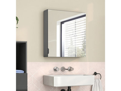 Dorel Atlas Hang Cabinet With 1 Mirror Door Grey from B&Q