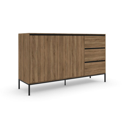 B&Q -  Home Bari Sideboard With 2 Doors / 3 Drawers In Oak Look
