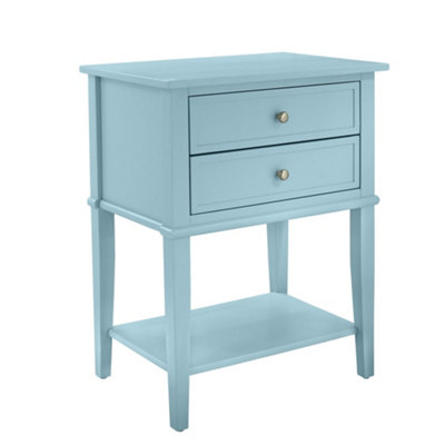 B&Q -  Home Franklin 2 Drawer End Table In Blue