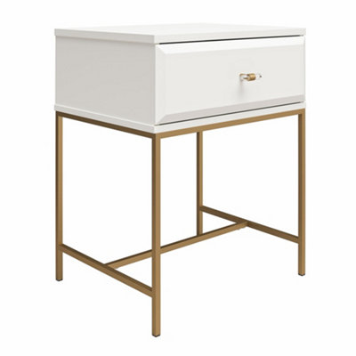 B&Q -  Home Effie 1 Drawer Nightstand In White